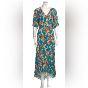 DIANE VON FURSTENBERG 
Orla Gathered Floral-Print Crepe Midi Dress Blue